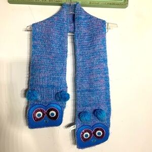 Children’s Place owl glitter pom-pom knit scarf one size kids